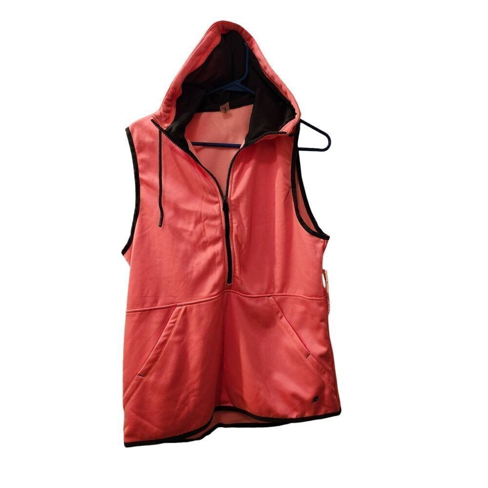 Energy Zone NWT Sleeveless Athletic Hoodie~Wicking~Coral Glow/Asphalt~Size M~
